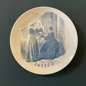 Vintage Blue and White Icelandic Souvenir Plate - Made in Iceland